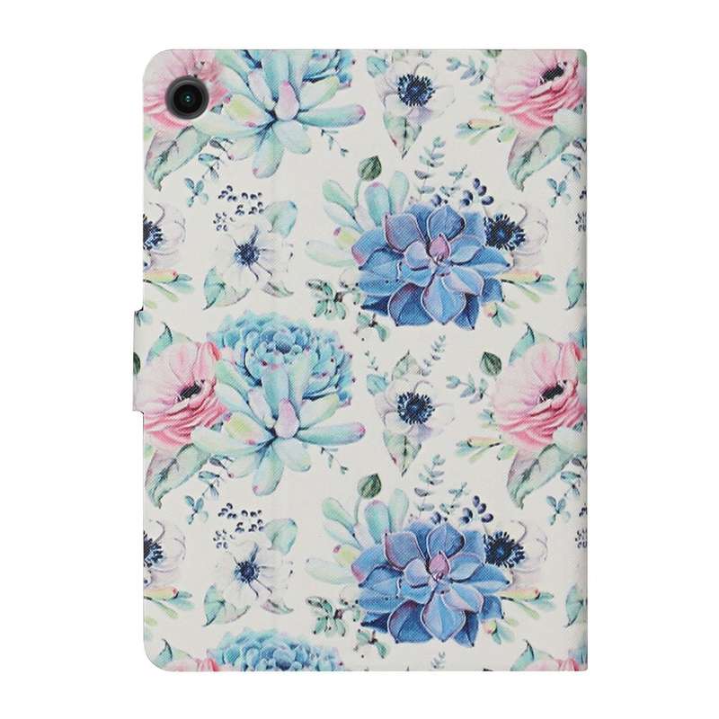 For Samsung Galaxy Tab A9+ Flower Pattern Horizontal Flip PU Tablet Case with Sleep / Wake-up Fun...