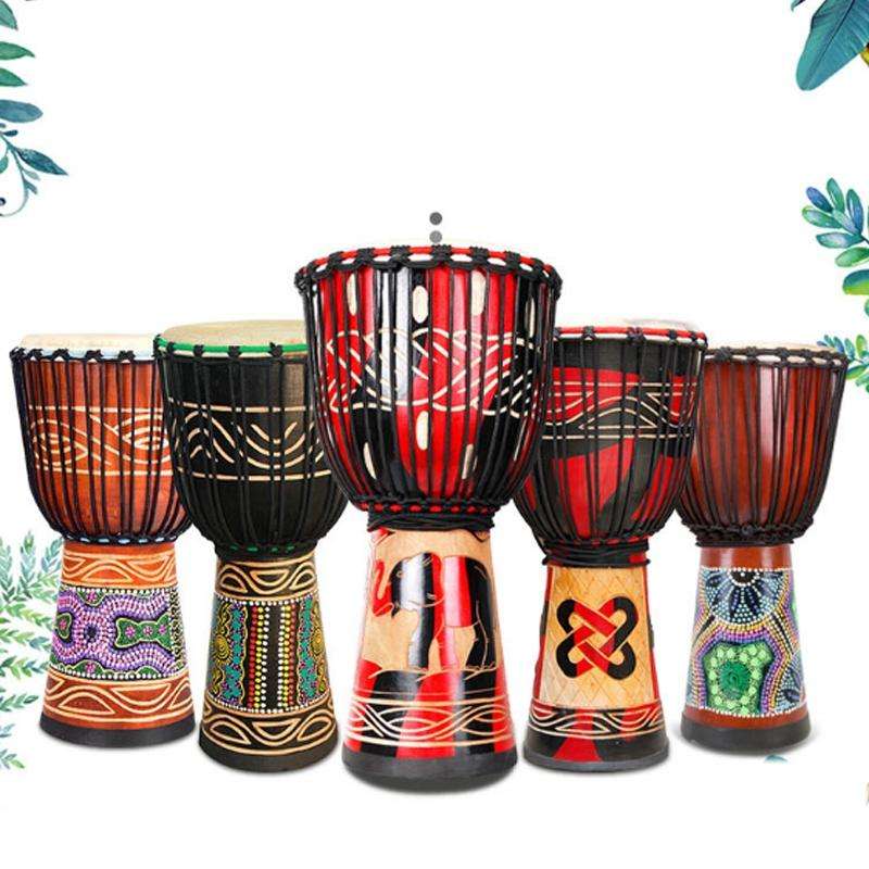 Engraved African Drum Children Kindergarten Percussion Instruments Sheepskin Tambourine, Random D...