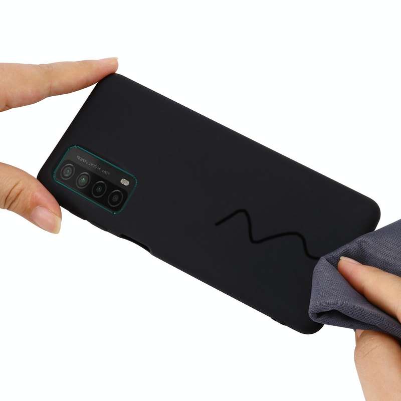 For Huawei P smart 2021 Pure Color Liquid Silicone Shockproof Full Coverage Case(Black)