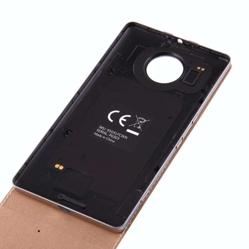 Vertical Flip Genuine Leather Case + QI Wireless Standard Charging Back Cover For Microsoft Lumia...