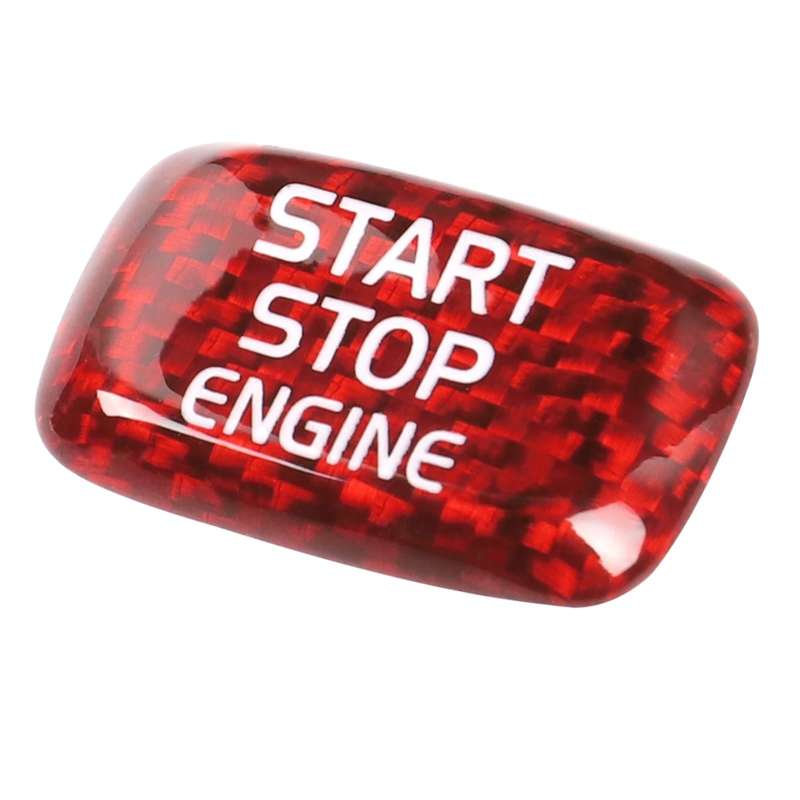 Car Carbon Fiber Engine Start Button Decorative Cover Trim for Volvo V40 2013-2019 (Red)