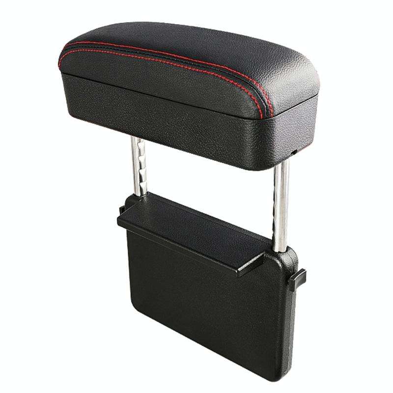 Universal Car PU Leather Wrapped Armrest Box Cushion Car Armrest Box Mat with Storage Box (Black ...