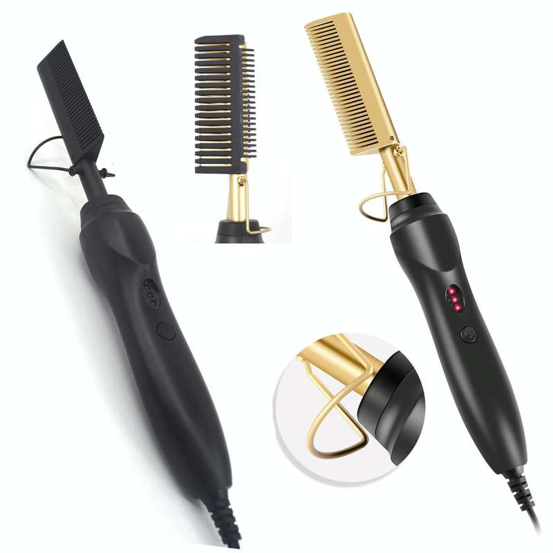 Multifunctional Comb Dry And Wet Dual-Use Curly Hair Straightening Stick Electric Perm Comb EU Pl...