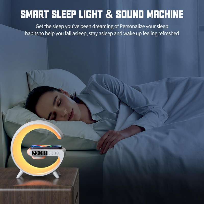 G69 G Shape Smart Bluetooth Speaker Support Wireless Charger & Alarm Clock & Wake-up Light, Witho...