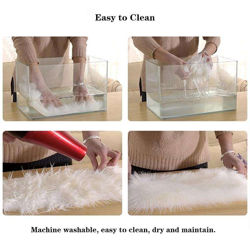 Wool Sofa Cushion Fur Full Sheepskin Carpet Window Decoration Mat, Size: 60x90cm(White Dust)