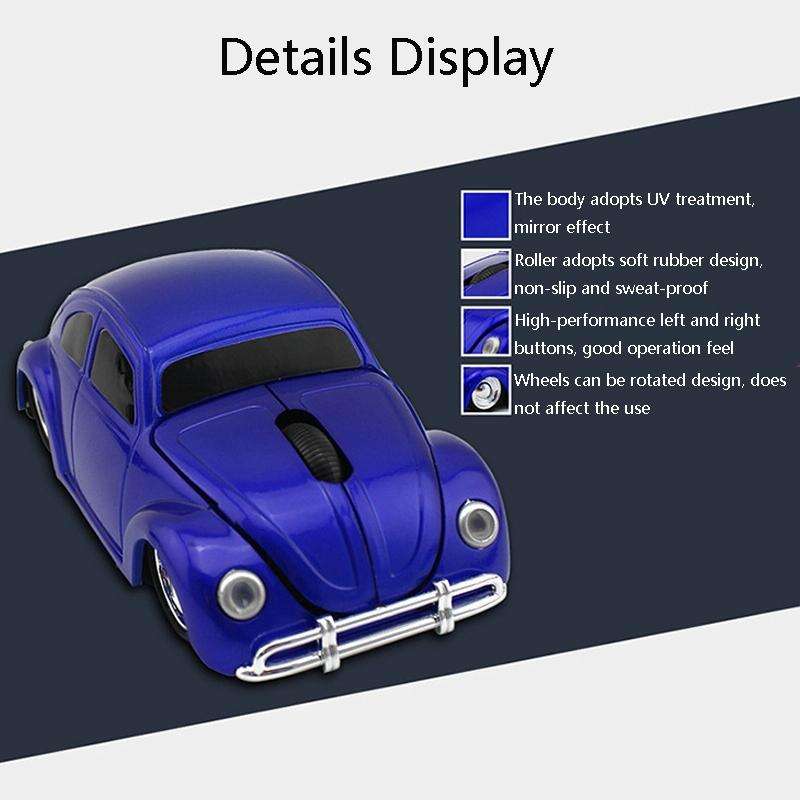 CM0010B 1200 DPI 3-keys Car Shape Wireless Mouse(Blue)
