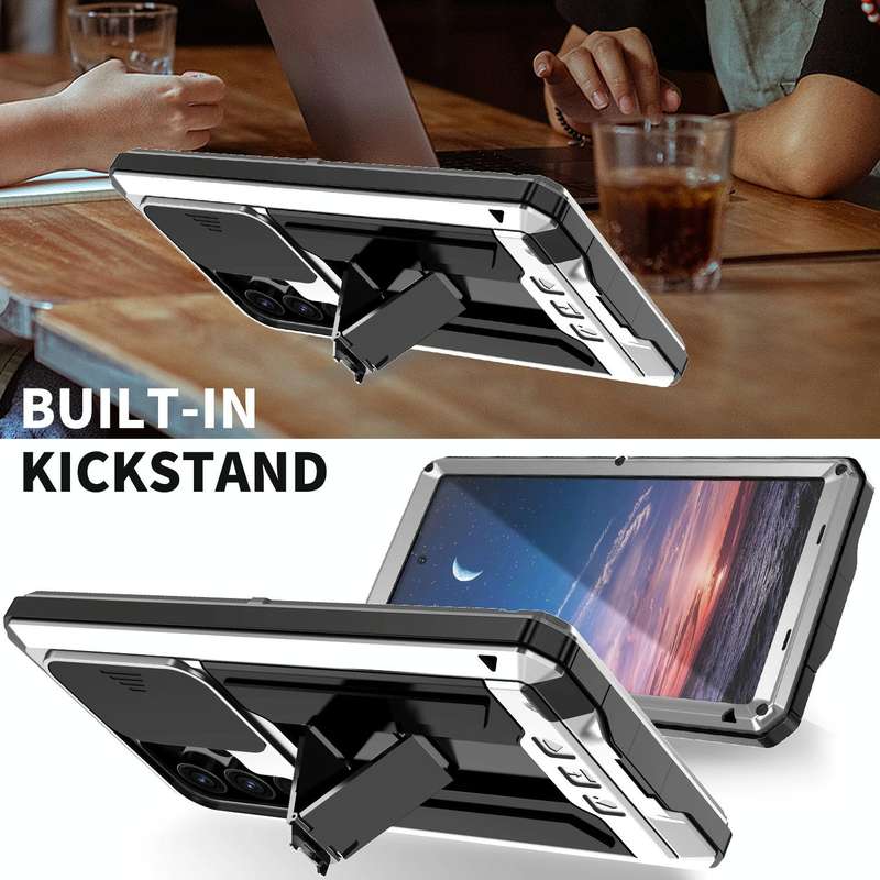 For Samsung Galaxy S24 Ultra 5G R-JUST Sliding Camera Life Waterproof Holder Phone Case(Silver)