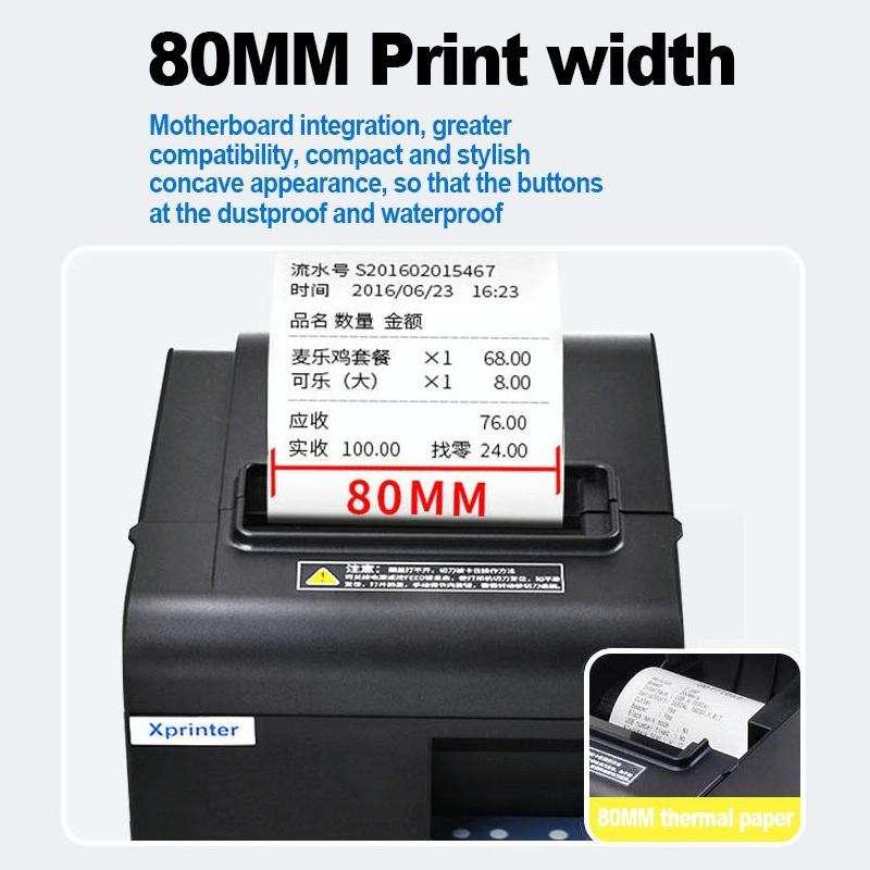Xprinter N160II USB+WIFI Interface 80mm 160mm/s Automatic Thermal Receipt Printer, UK Plug