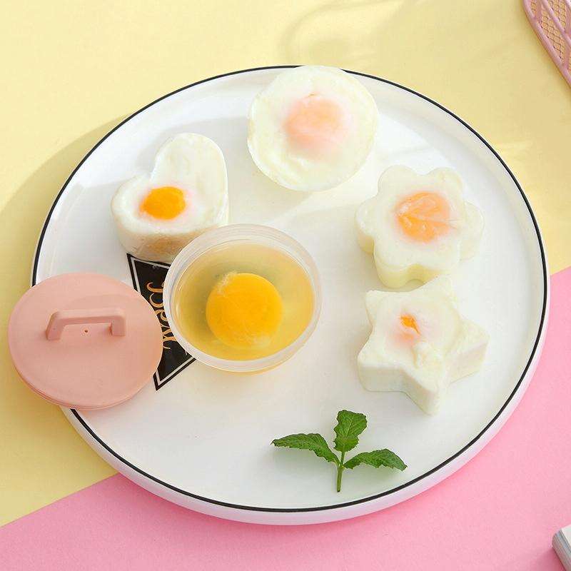 4 in 1 Poached Egg Mold Set Household Poached Egg Egg Cup Egg Steamer with Oil Brush(Grey)