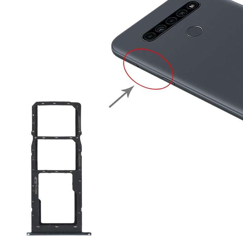 SIM Card Tray + SIM Card Tray + Micro SD Card Tray for LG K41S LMK410EMW LM-K410EMW LM-K410 (Silver)