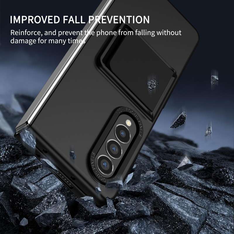 For Samsung Galaxy Z Fold3 5G Three-dimensional Folding Holder PC Phone Case(Black)