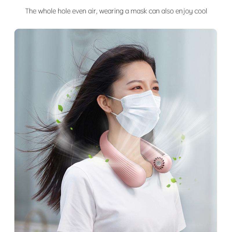 Lazy Hanging Neck Fan Bladeless Silent Sports Fan,Model: T36 Black 3000 mAh