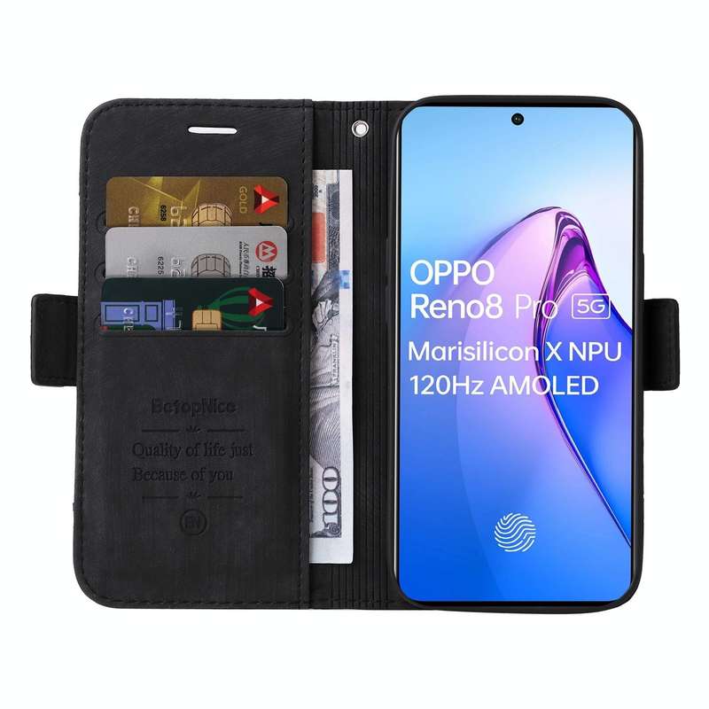 For OPPO Reno8 Pro 5G Global / Reno8 Pro+ BETOPNICE Dual-side Buckle Leather Phone Case(Black)