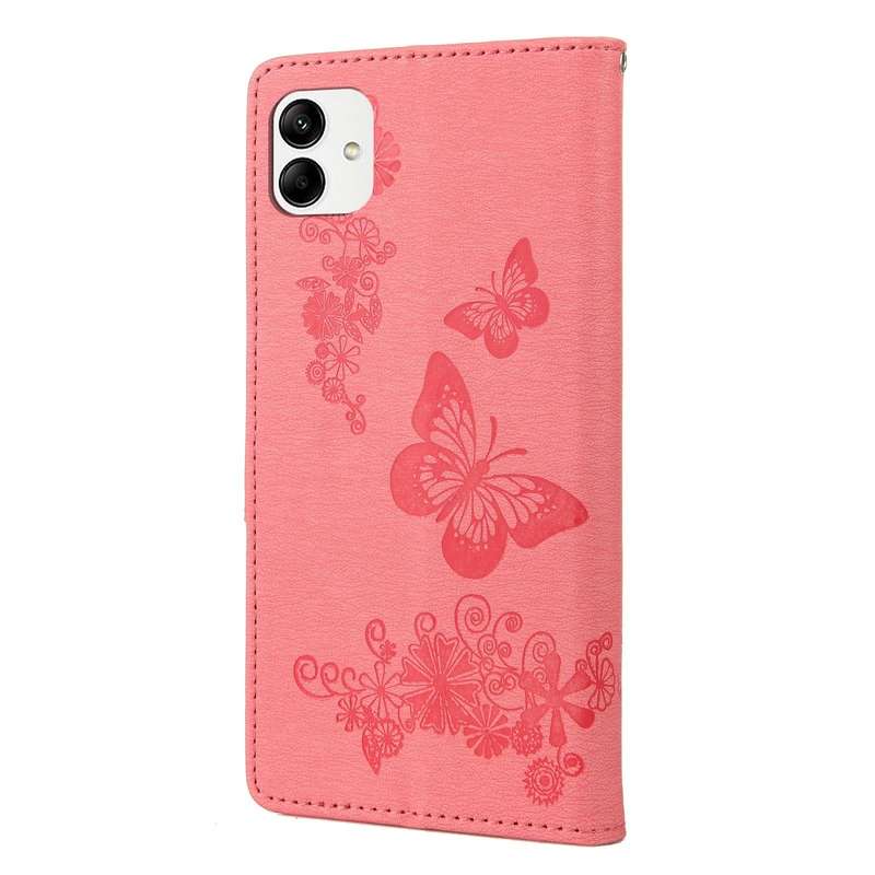 For Samsung Galaxy A04 Butterfly Embossed Horizontal Flip Leather Phone Case(Pink)