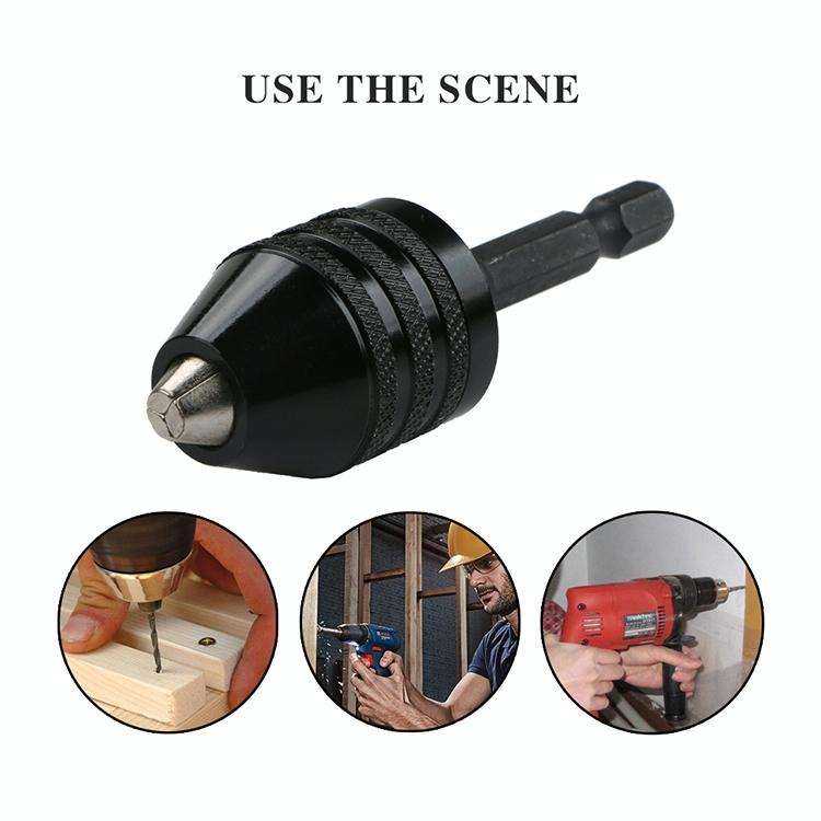 Hex Shank Mini Drill Chuck Conversion Three Jaw Chuck Power Tool, Model:Hex Shank Black Chuck (0....