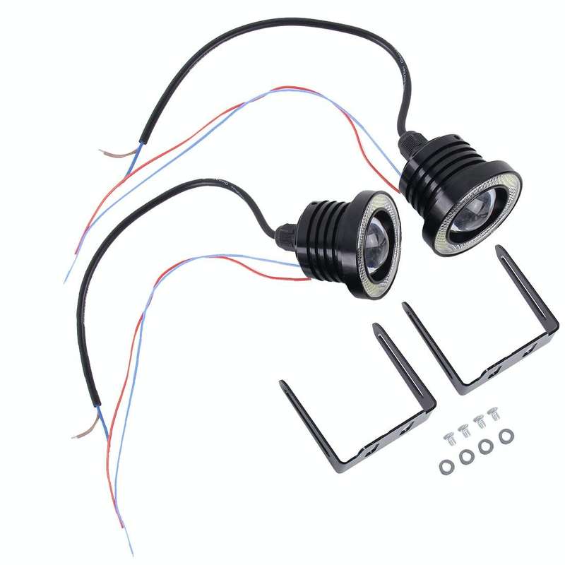 2 PCS 2.5 inch DC12-24V 10W 900LM 6500K Car Angel Eyes Fog Lamp Foglight, Cable Length: 20cm(Whit...