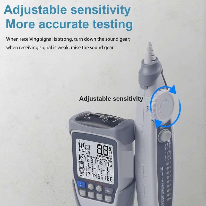 ET612 Network Cable Tester Wire Tracker Battery Voltage POE Test Multi-function Cable Tester