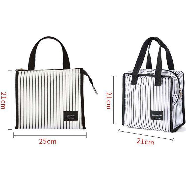 Multifunctional Portable Insulated Lunch Box Bag(Lunch White Stripes)