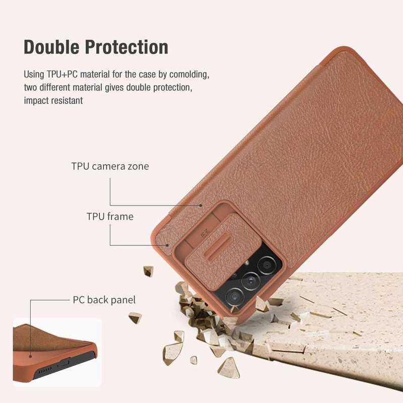 For Samsung Galaxy A73 5G NILLKIN QIN Series Pro Sliding Camera Cover Design Leather Phone Case(B...