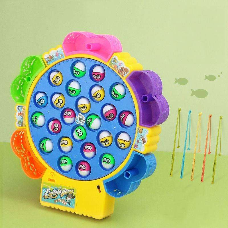 Magnetic Fishing Toy Children Educational Multifunctional Music Rotating Fishing Plate, Colour: H...