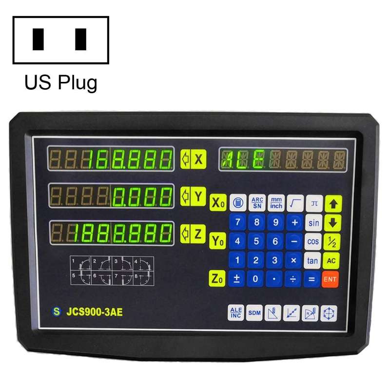 JCS900-3AE Three Axes Digital Readout Display Milling Lathe Machine, US Plug