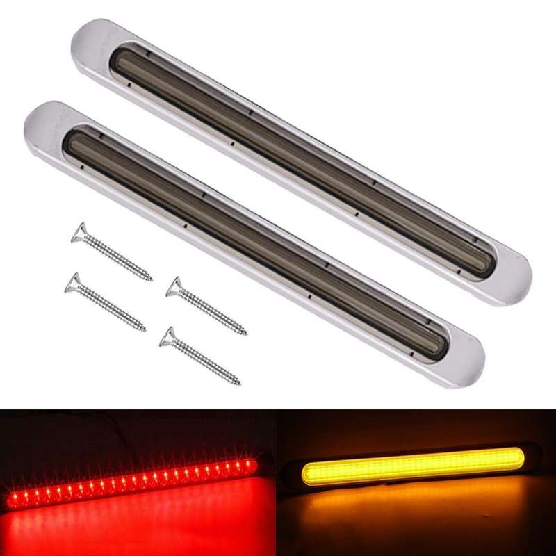 2 PCS 72LEDs Two-color Brake Turn Tail Light(Smoked Shell Red Light + Flowing Yellow Light)
