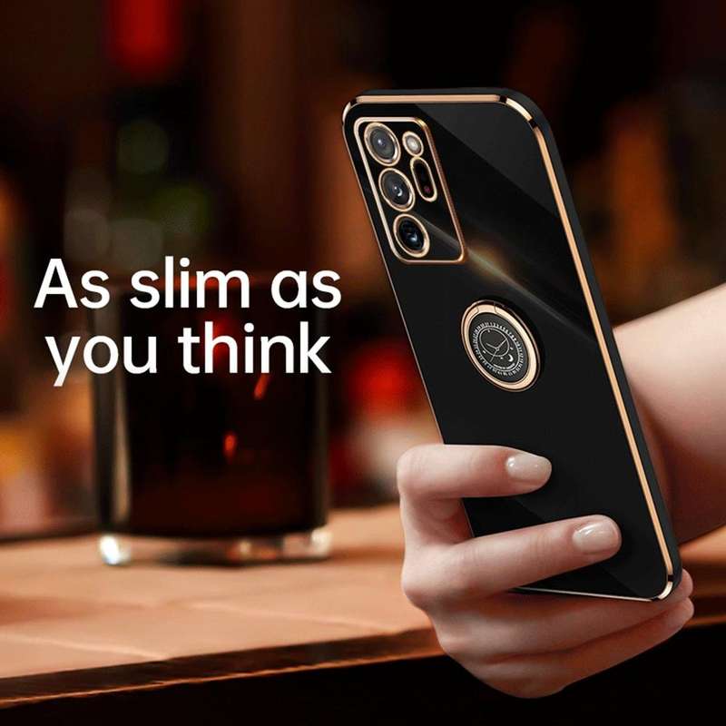 For Samsung Galaxy Note20 Ultra XINLI Straight Edge 6D Electroplate TPU Phone Case with Ring Hold...