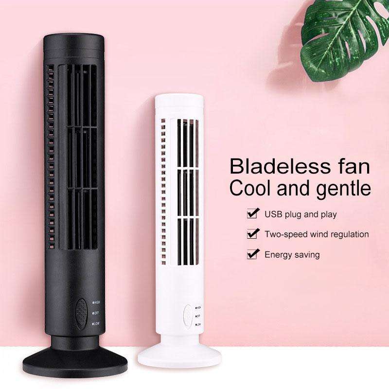 Tower Type USB Electric Fan Leafless Air-conditioning Fan(Black)