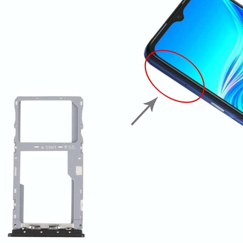For TCL 20E Original SIM Card Tray + Micro SD Card Tray (Black)