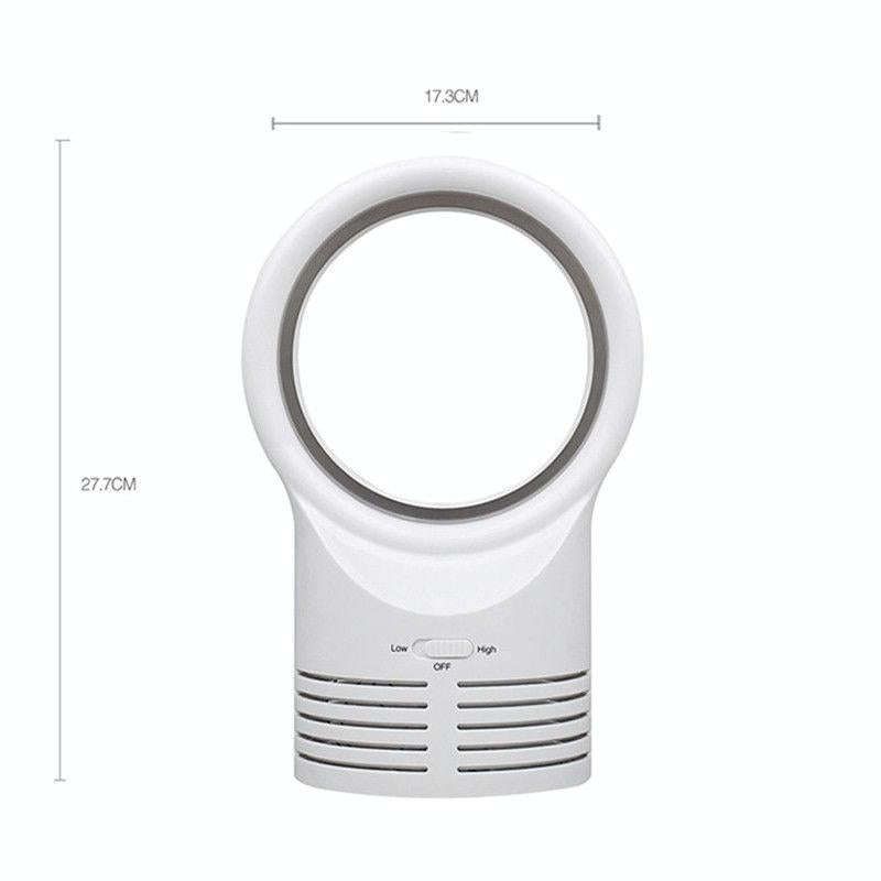 Bladeless Mini Fan Round Desktop Leafless Fan Air Cooling Fan Air Cooler, Style:UK Plug(White)