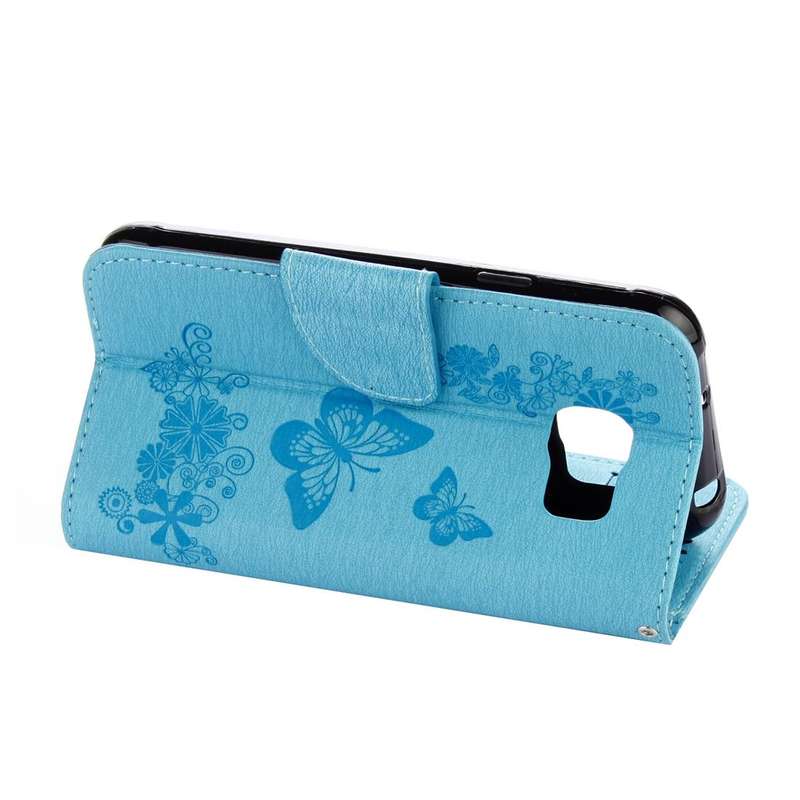 For Galaxy S7 Active Pressed Flowers Butterfly Pattern Horizontal Flip Leather Case with Holder &...