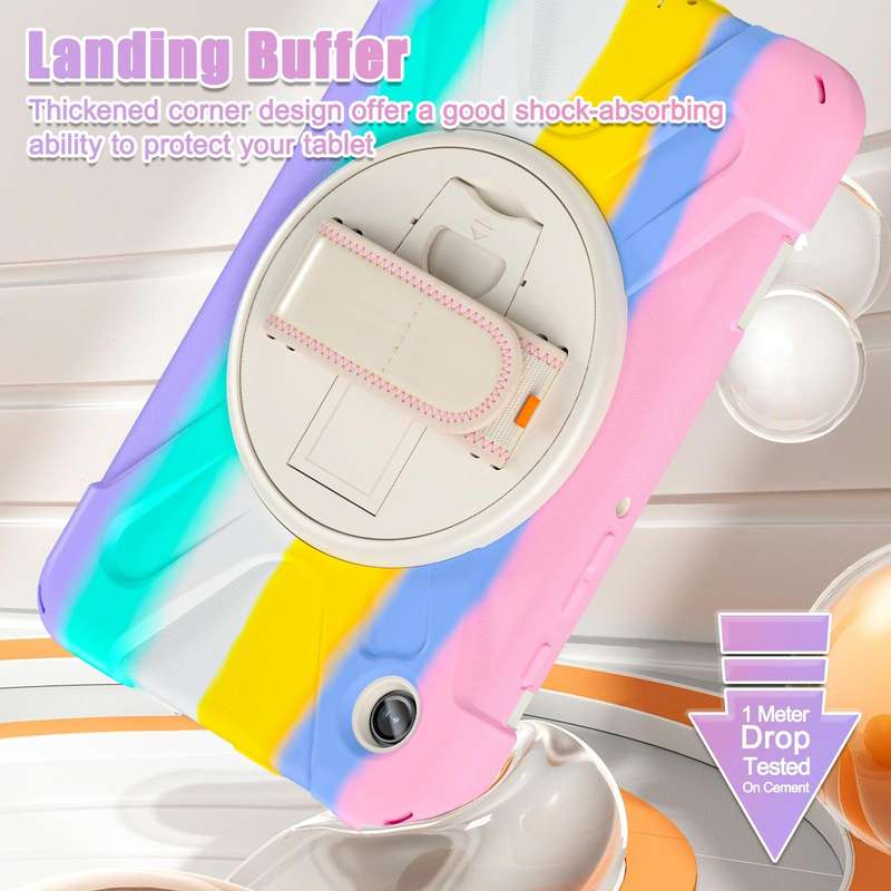 For Samsung Galaxy Tab A9+ Rotary Handle Grab TPU + PC Tablet Case(Colorful Pink)