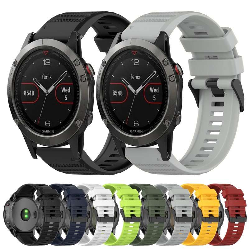 For Garmin Fenix 6 Sapphire GPS 22mm Horizontal Texture Silicone Watch Band with Removal Tool(White)