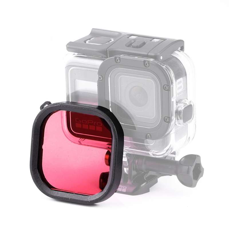 Square Housing Diving Color Lens Filter for GoPro HERO8 Black Original Waterproof Housing (Red)