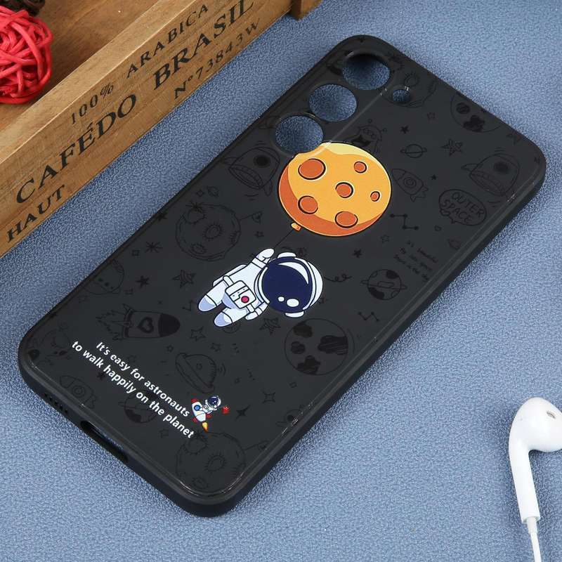 For Samsung Galaxy A20 / A30 Astronaut Pattern Silicone Straight Edge Phone Case(Planet Landing-B...