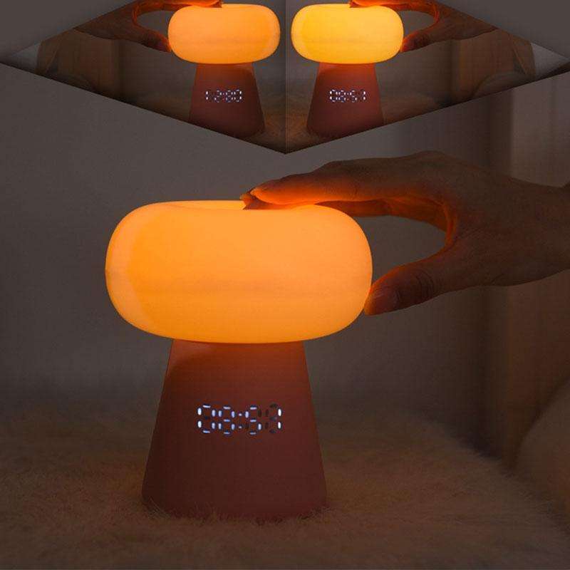 XYD-055 Cloud Mushroom USB Clock Night Light Sleep Timer Remote Control Bedside Lamp, Light color...