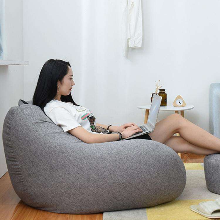 Lazy Sofa Bean Bag Chair Fabric Cover, Size: 80x90cm(Brown)