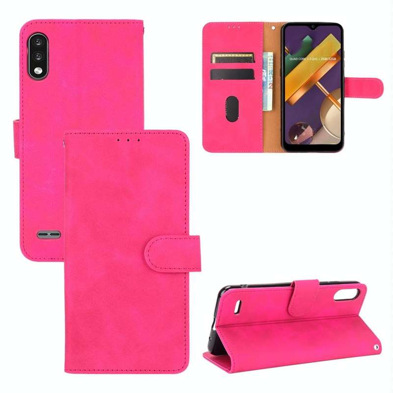 For LG K22 Solid Color Skin Feel Magnetic Buckle Horizontal Flip Calf Texture PU Leather Case wit...