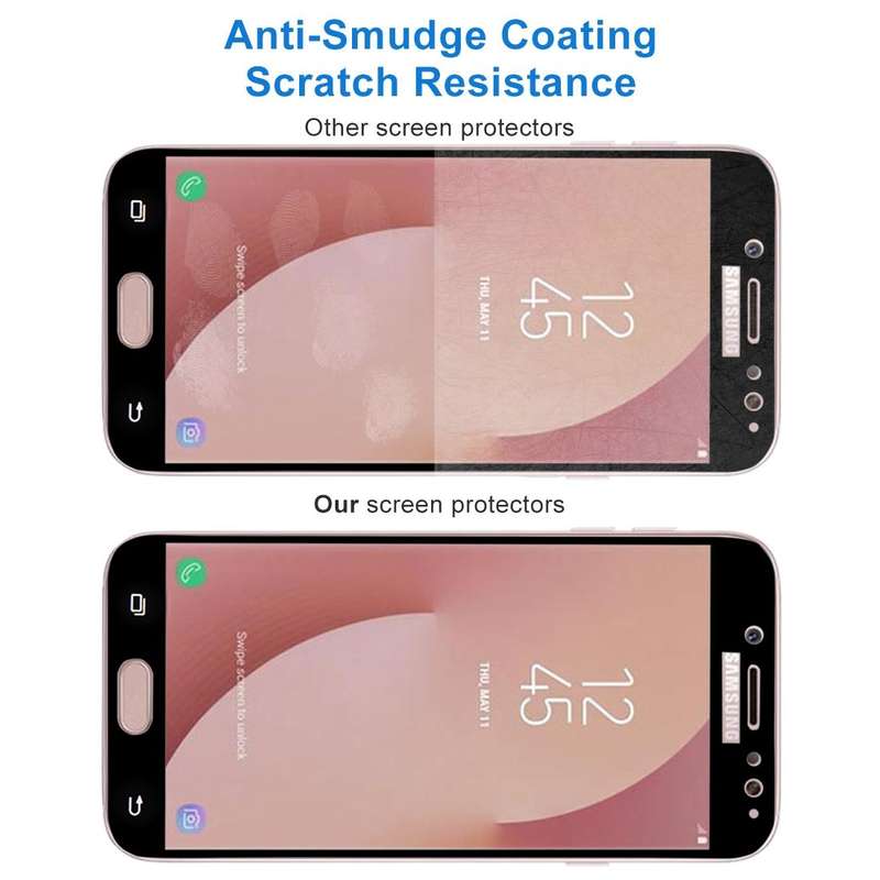 For Galaxy J7 (2017) (EU Version) 0.26mm 9H Surface Hardness 2.5D Curved Silk-screen Full Screen ...