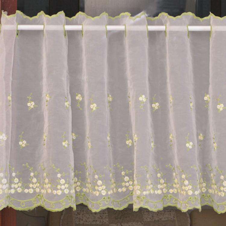 Simple Pastoral Embroidery Flower Window Bbalcony Flower Window Tulle Curtain, Size: 150cm x 65cm...