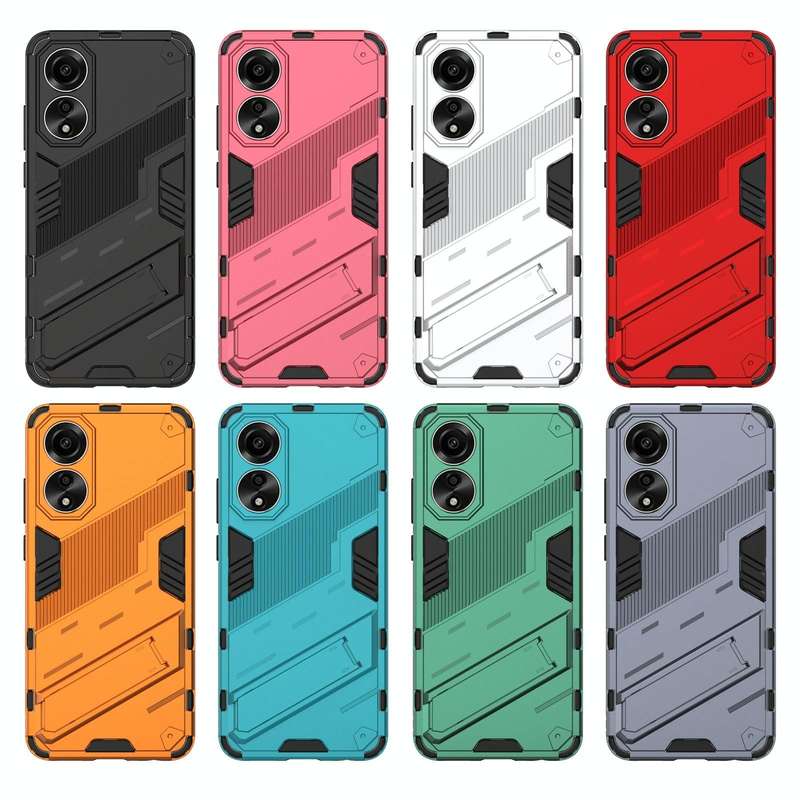For OPPO A78 4G Punk Armor 2 in 1 PC + TPU Phone Case with Holder(White)