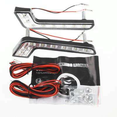 Universal White 8 LED Daytime Running Light for Car (Black)