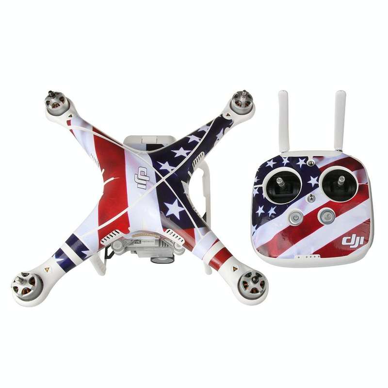 US Flag Pattern 4D Imitation Carbon Fiber PVC Water Resistance Sticker Kit for DJI Phantom 3 Quad...