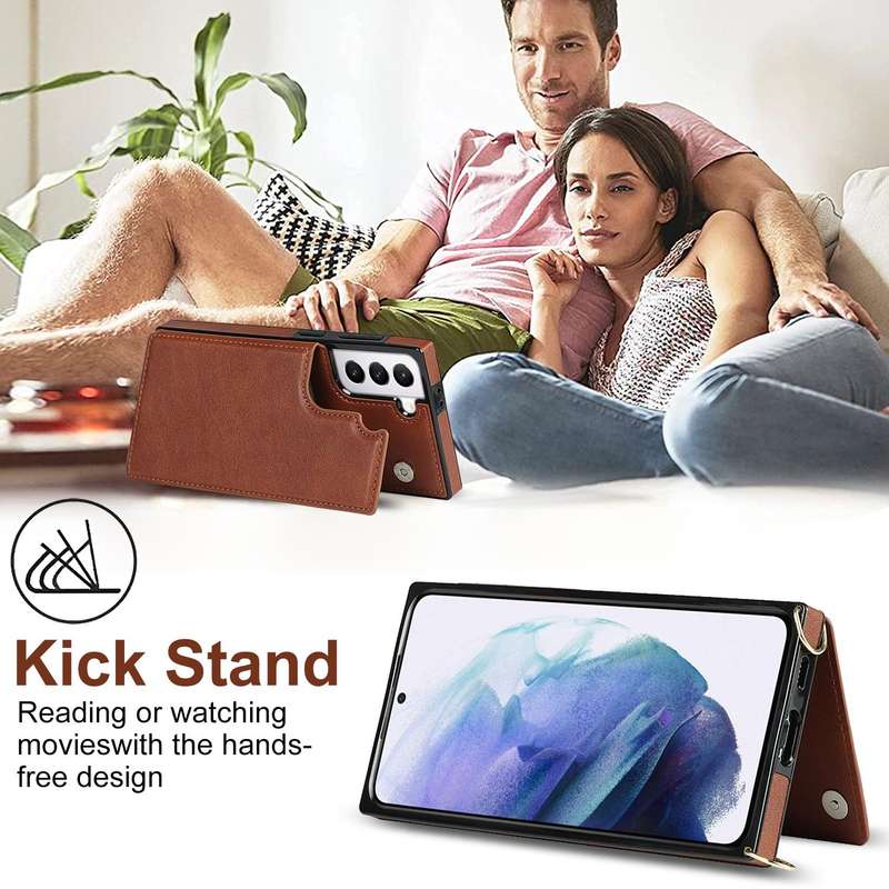 For Samsung Galaxy S21 5G Cross-body Square Double Buckle Flip Card Bag TPU+PU Case with Card Slo...