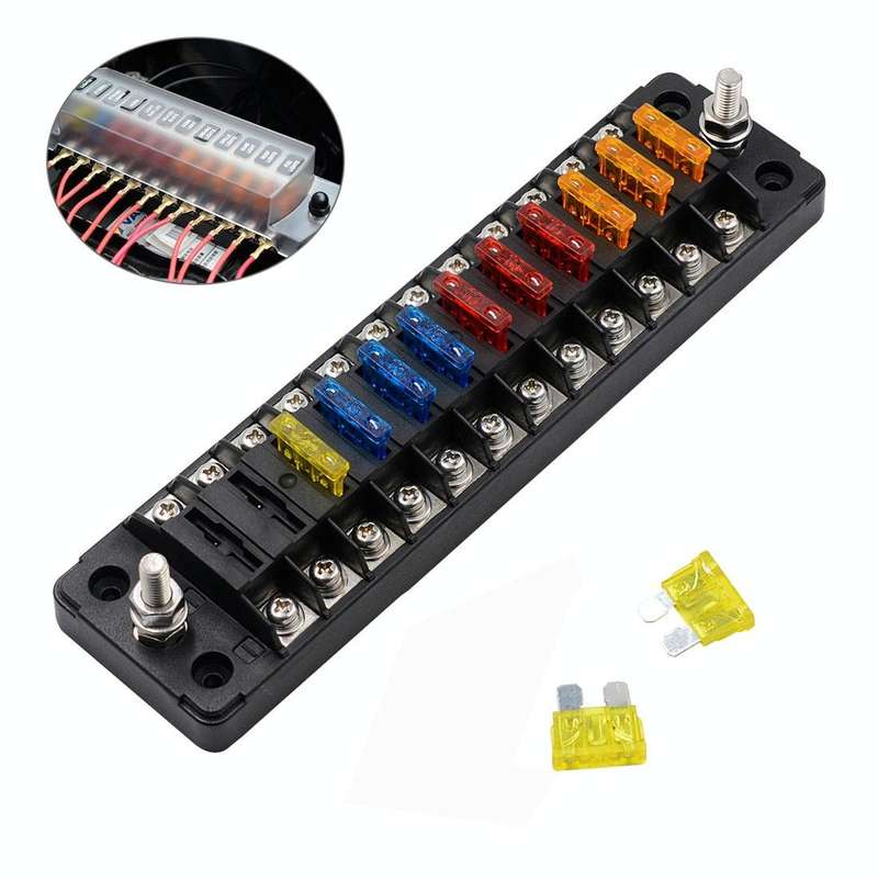 ZH-978A2 FB1902 1 In 12 Out 12 Ways Independent Positive Negative Fuse Box with 24 Fuses for Auto...