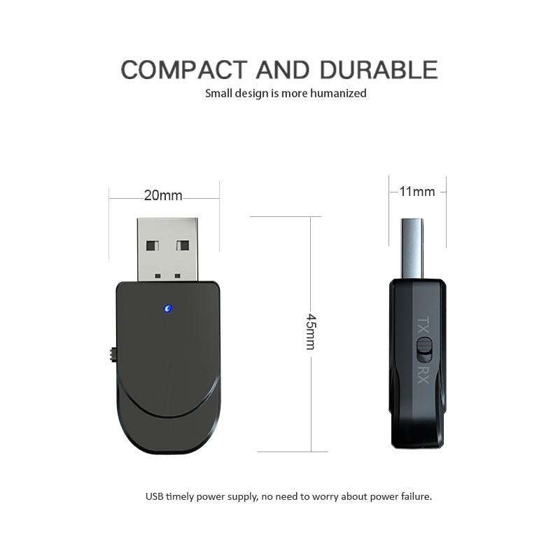 KN330 3 in 1 USB Bluetooth 5.0 Adapter Audio Transmitter Receiver with Switch Button & 3.5mm AUX ...