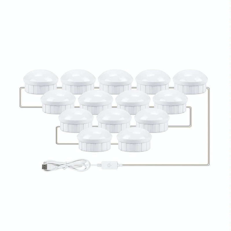 14 LEDs Cosmetic Room Bathroom Mirror Front Light USB Three-Color Dimming Light
