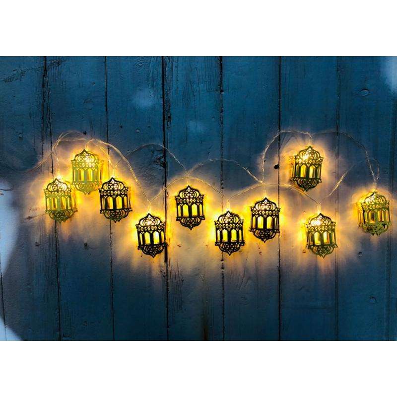 3m 20 LEDs Eid Al-Fitr Festival Iron Art String Lights Ramadan LED Decoration Pendant(White Light)