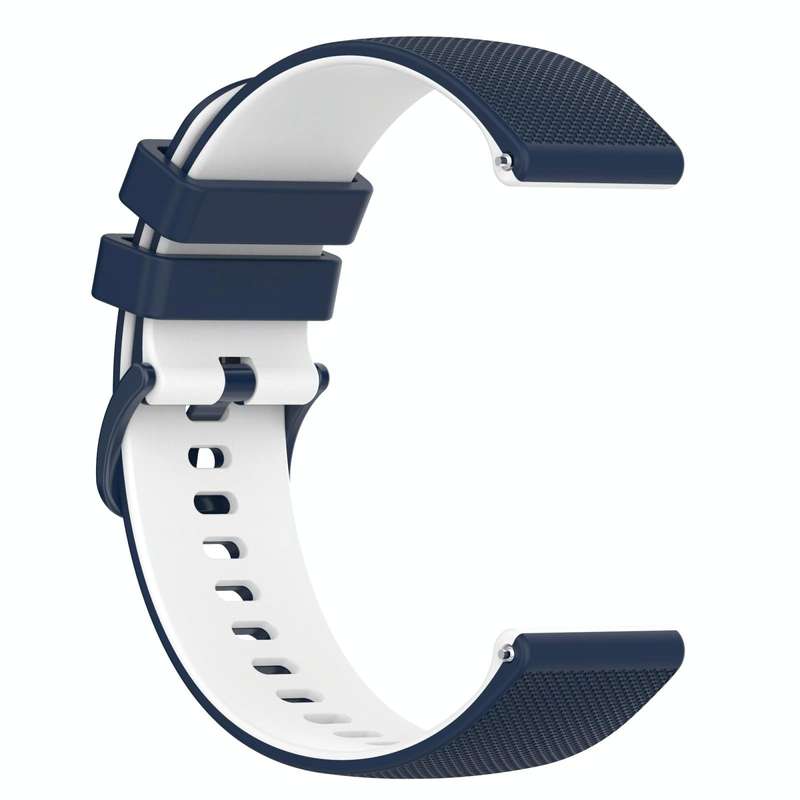 For Garmin Forerunner 645 20mm Checkered Two-Color Silicone Watch Band(Dark Blue+White)
