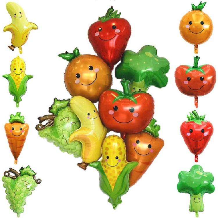 2 PCS Cartoon Vegetables and Fruits Aluminum Film Balloon Children Party Decoration Supplies Infl...
